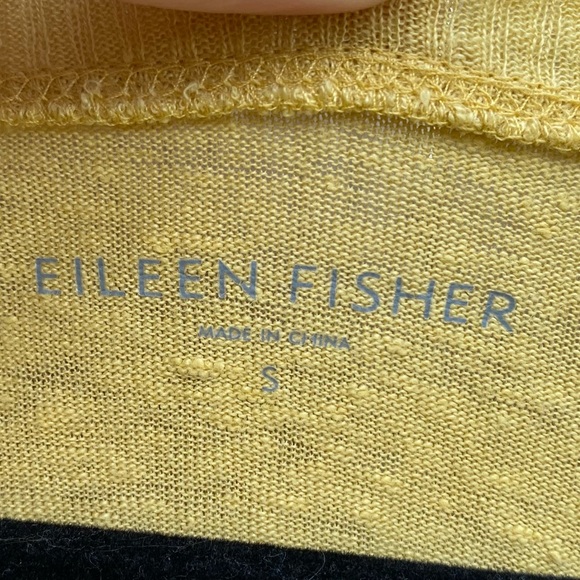 Eileen Fisher Dark Butter Yellow Linen Top with Pocket Accent - Picture 4 of 7